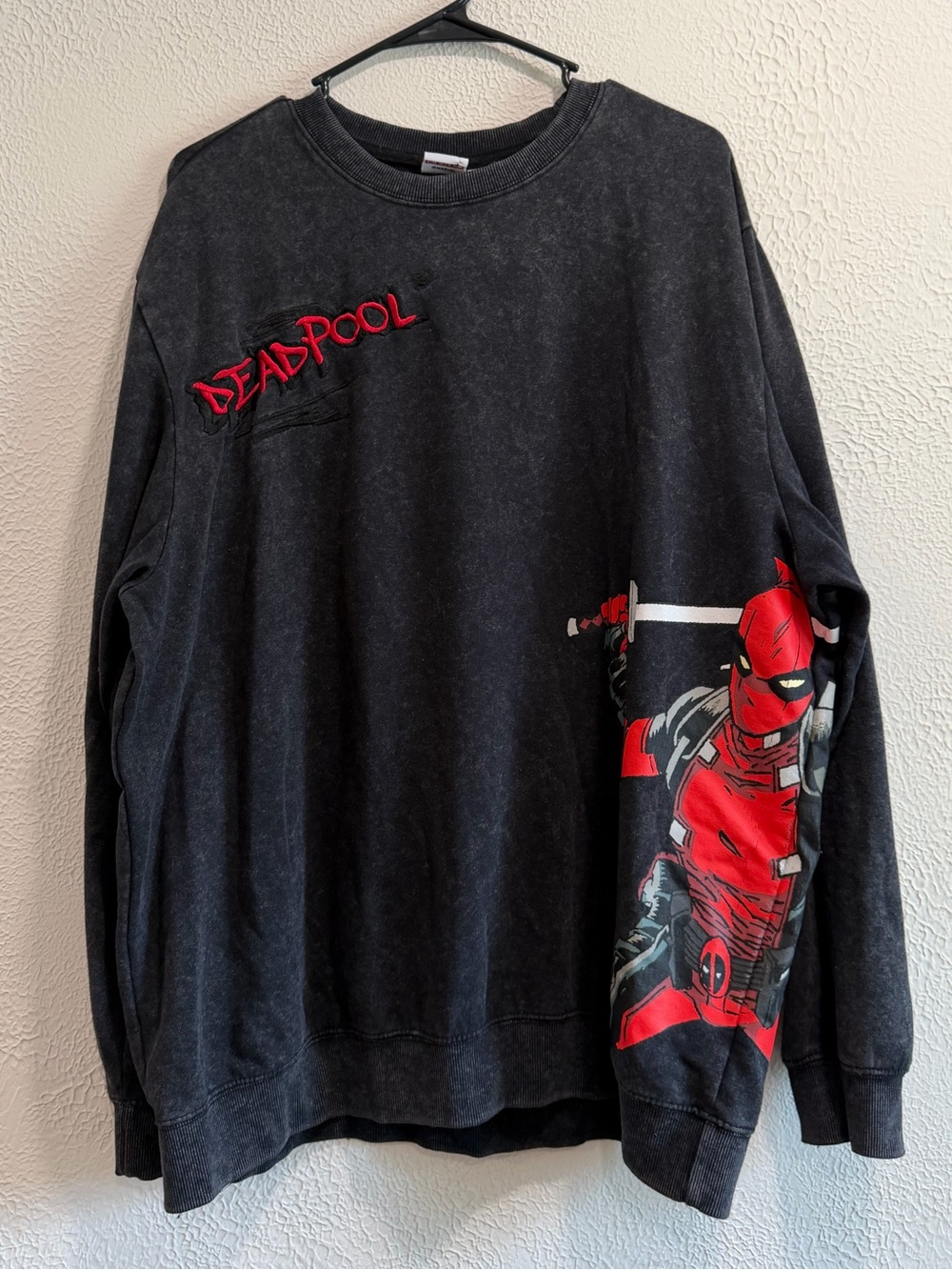 Marvel Studios Deadpool & Wolverine Graphic Sweatshirt - Acid Wash Black Size XL